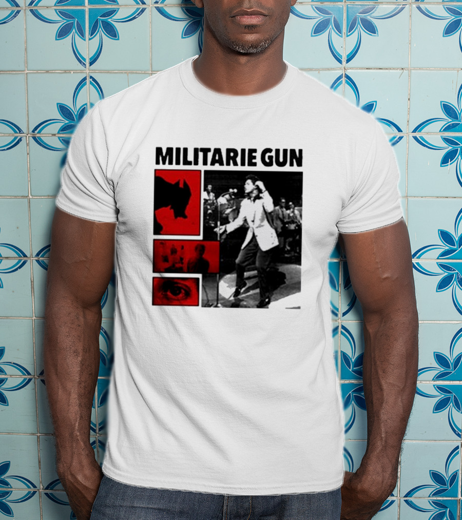 MILITARIE GUN Red Black Collage Performance T-Shirt