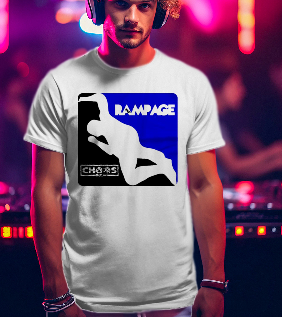 Rampage Chaos Inc Silhouette Blue Background T-Shirt