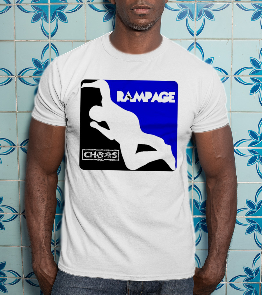 Rampage Chaos Inc Silhouette Blue Background T-Shirt