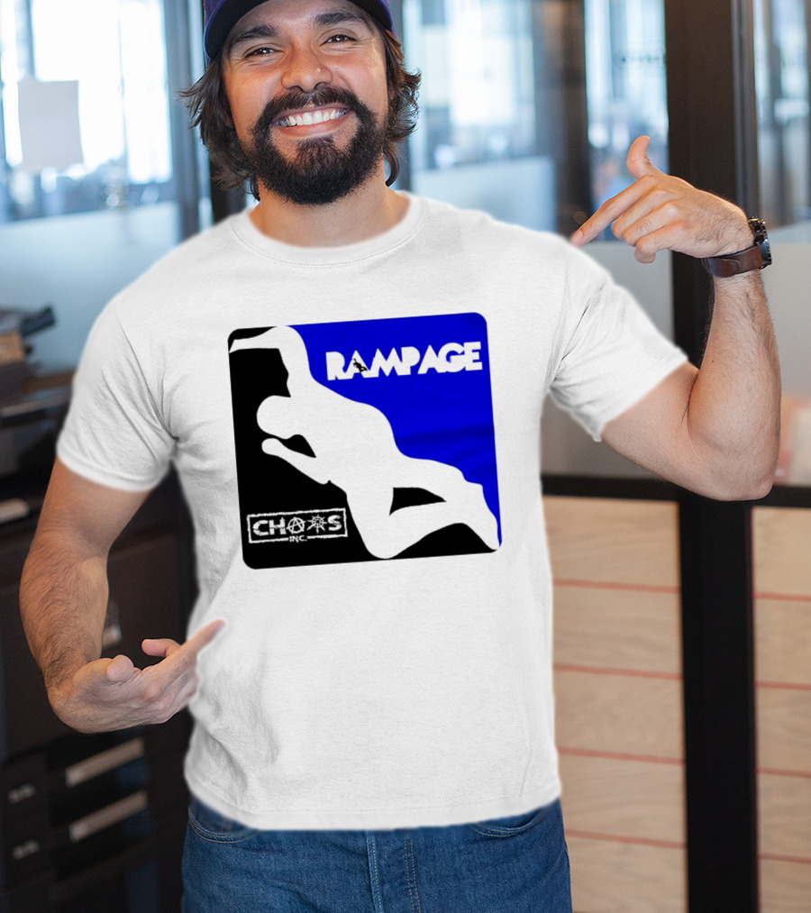 Rampage Chaos Inc Silhouette Blue Background T-Shirt