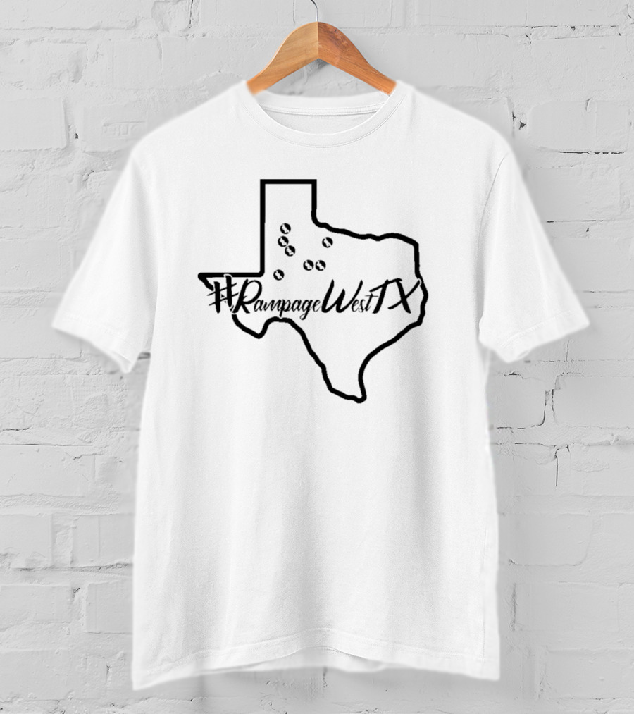 RampageWestTX Texas Map Outline With Bullets T-Shirt