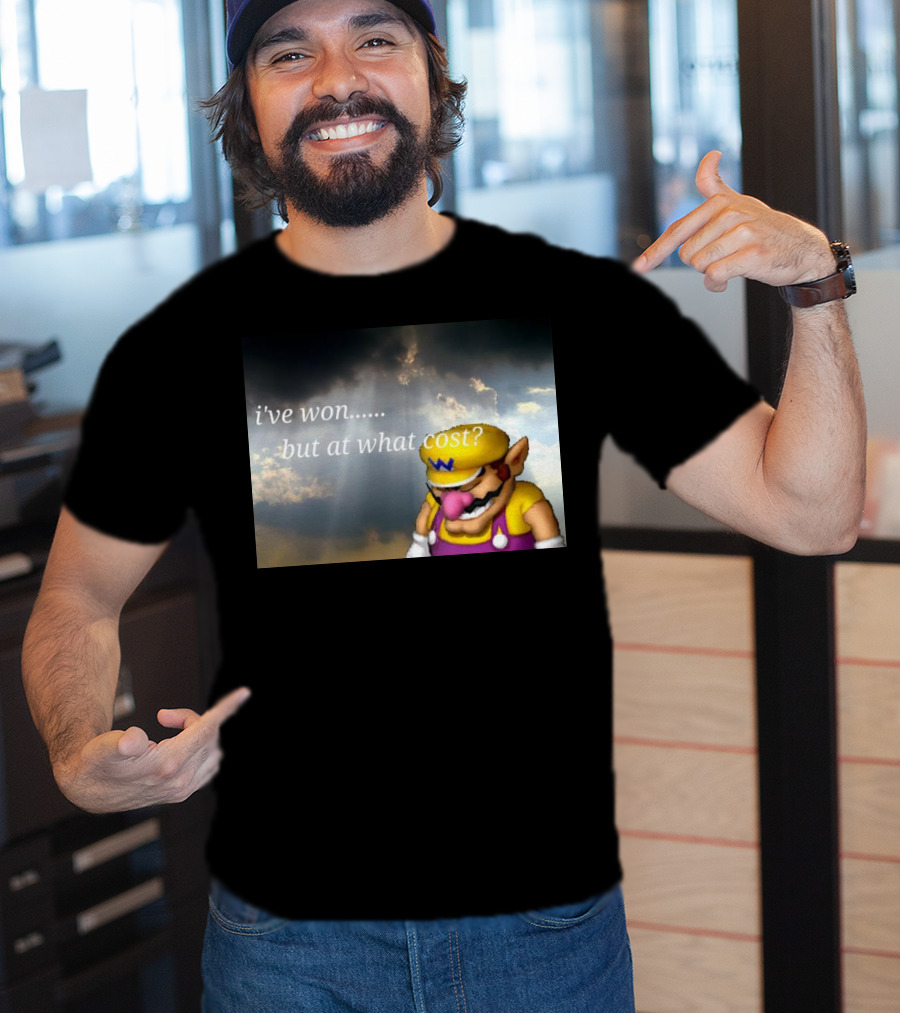 Wario I've Won But At What Cost Reflective Quote With Somber Clouds T-Shirt