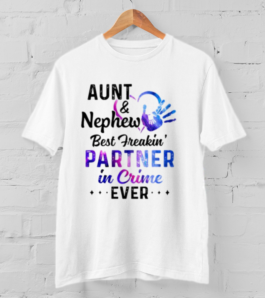 Aunt And Nephew Best Freakin’ Partner In Crime Ever Handprint Heart T-Shirt