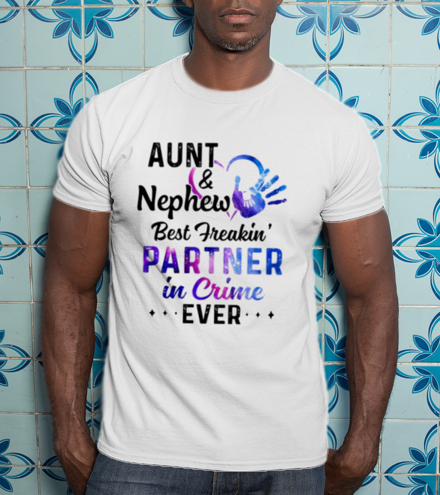 Aunt And Nephew Best Freakin’ Partner In Crime Ever Handprint Heart T-Shirt