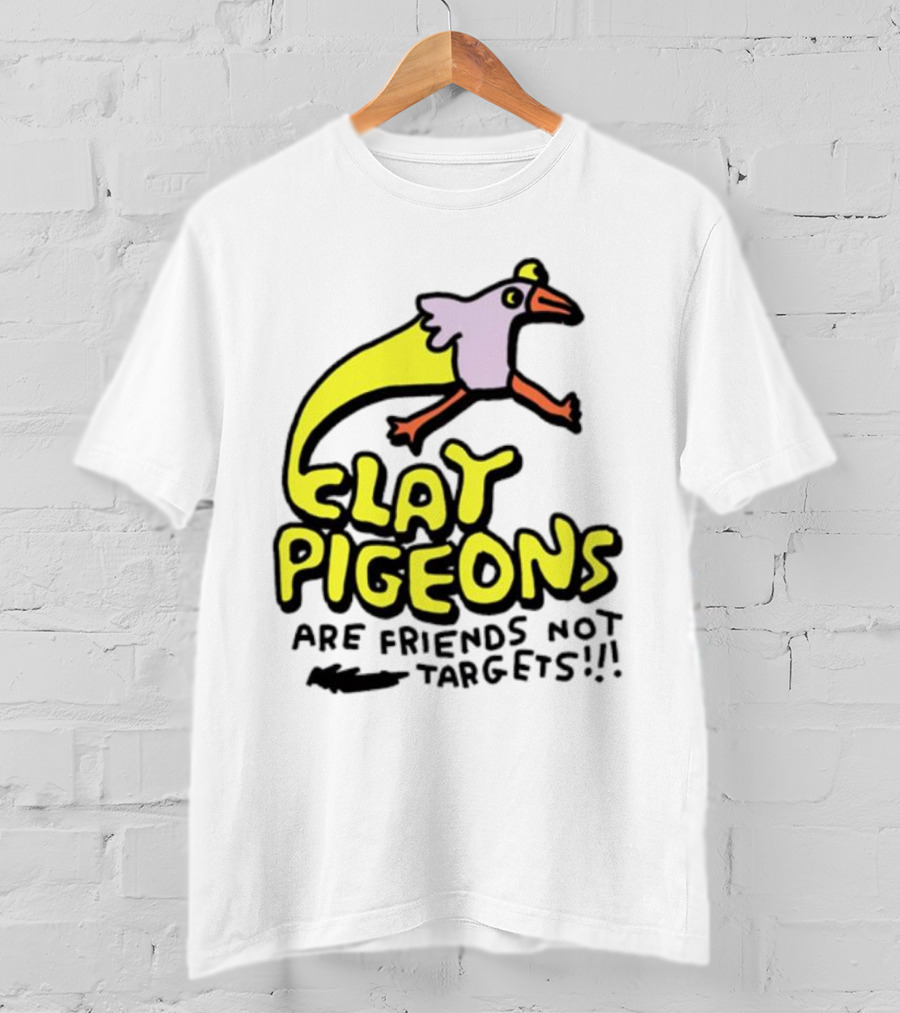 Clay Pigeons Are Friends Not Targets Fun Bird Cartoon T-Shirt