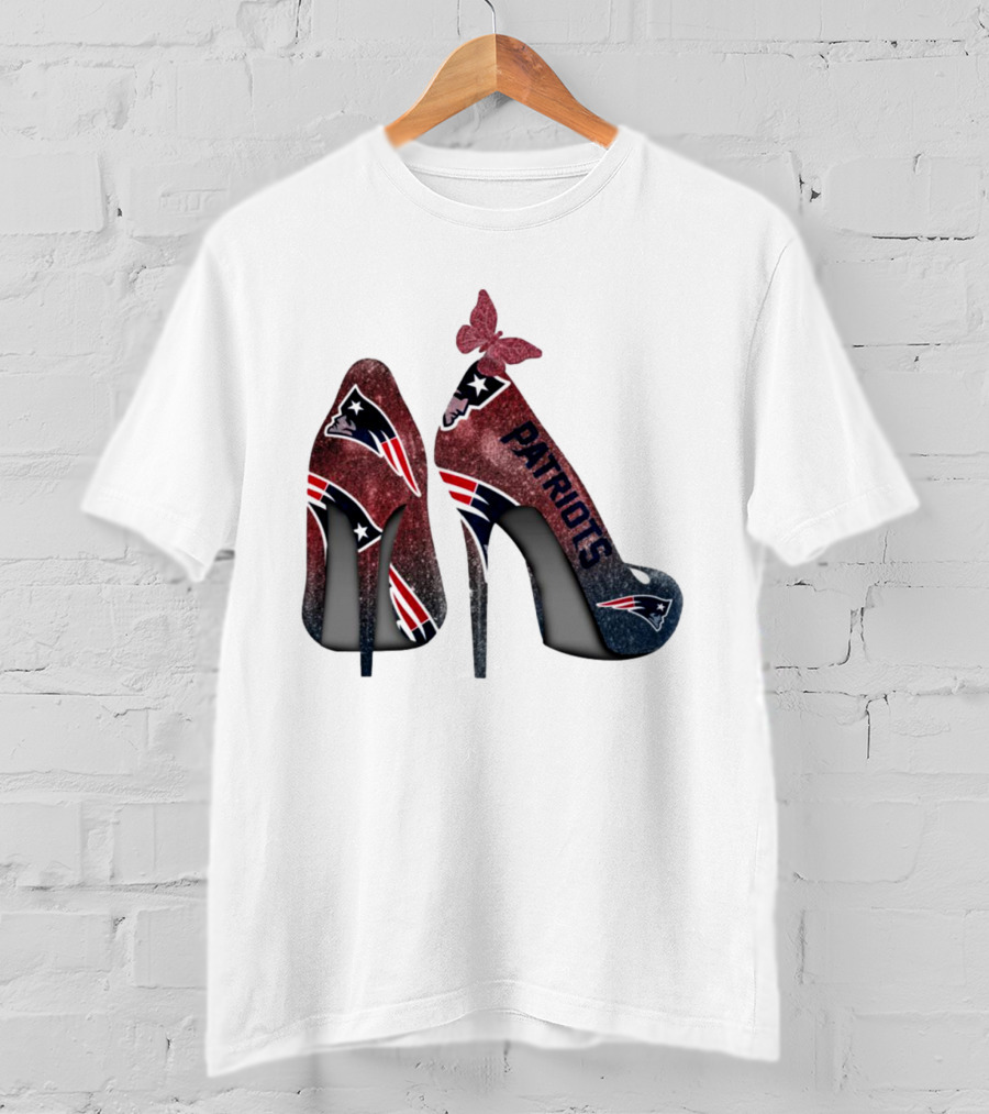 New England Patriots Glitter High Heel Butterfly T-Shirt