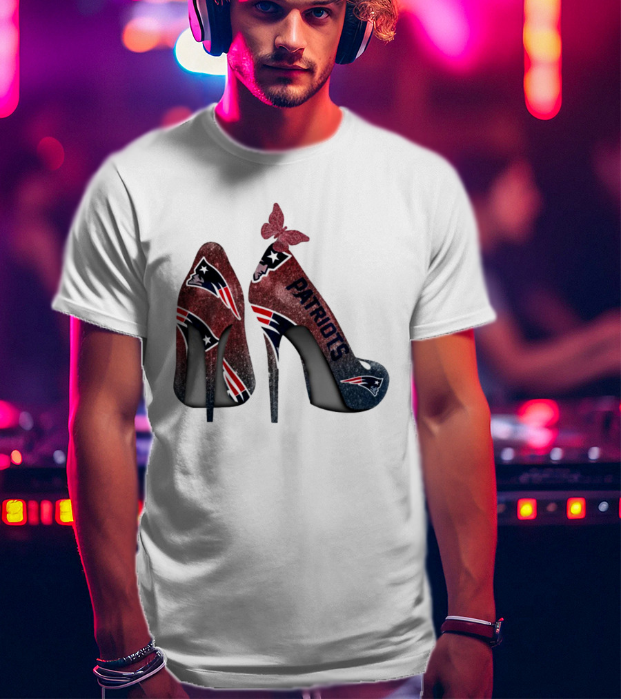 New England Patriots Glitter High Heel Butterfly T-Shirt