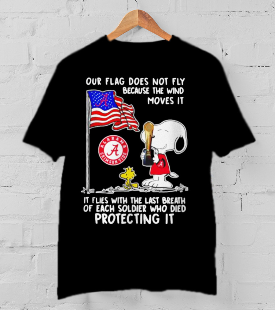 Our Flag Snoopy Alabama Crimson Tide Soldier Protecting T-Shirt