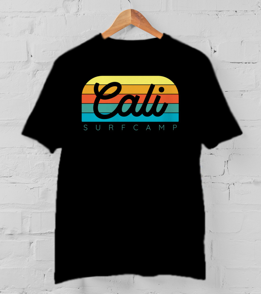 Cali Surf Camp Vintage Sunset Stripes T-Shirt