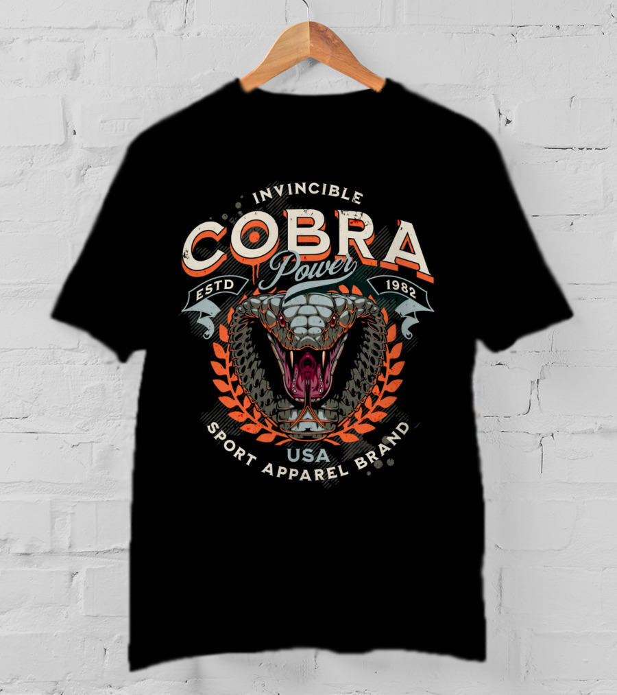 Invincible Cobra Power USA Sport Apparel Brand Estd 1982 T-Shirt