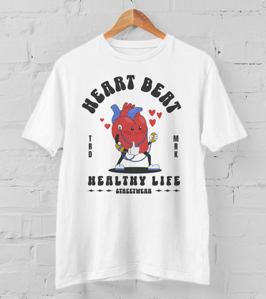 Heart Beat Groovy Healthy Life Streetwear T-Shirt