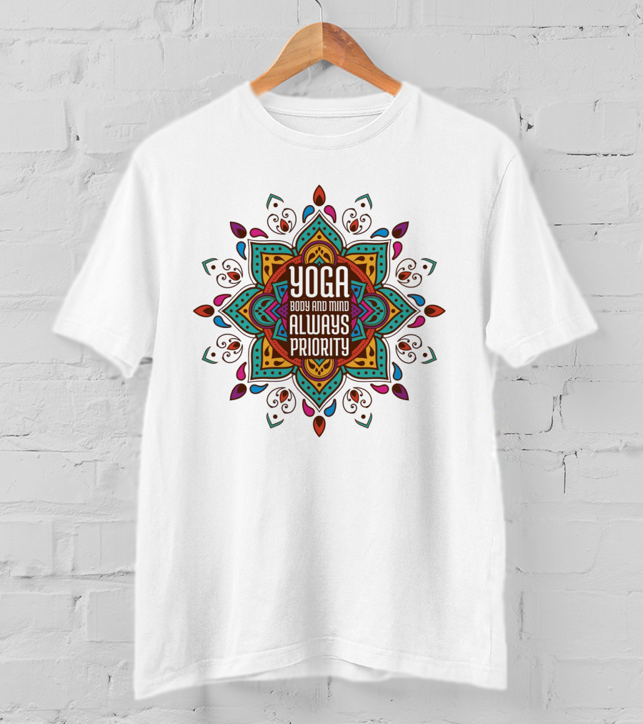 Mandala Yoga Happiness Within Always A Priority T-Shirt