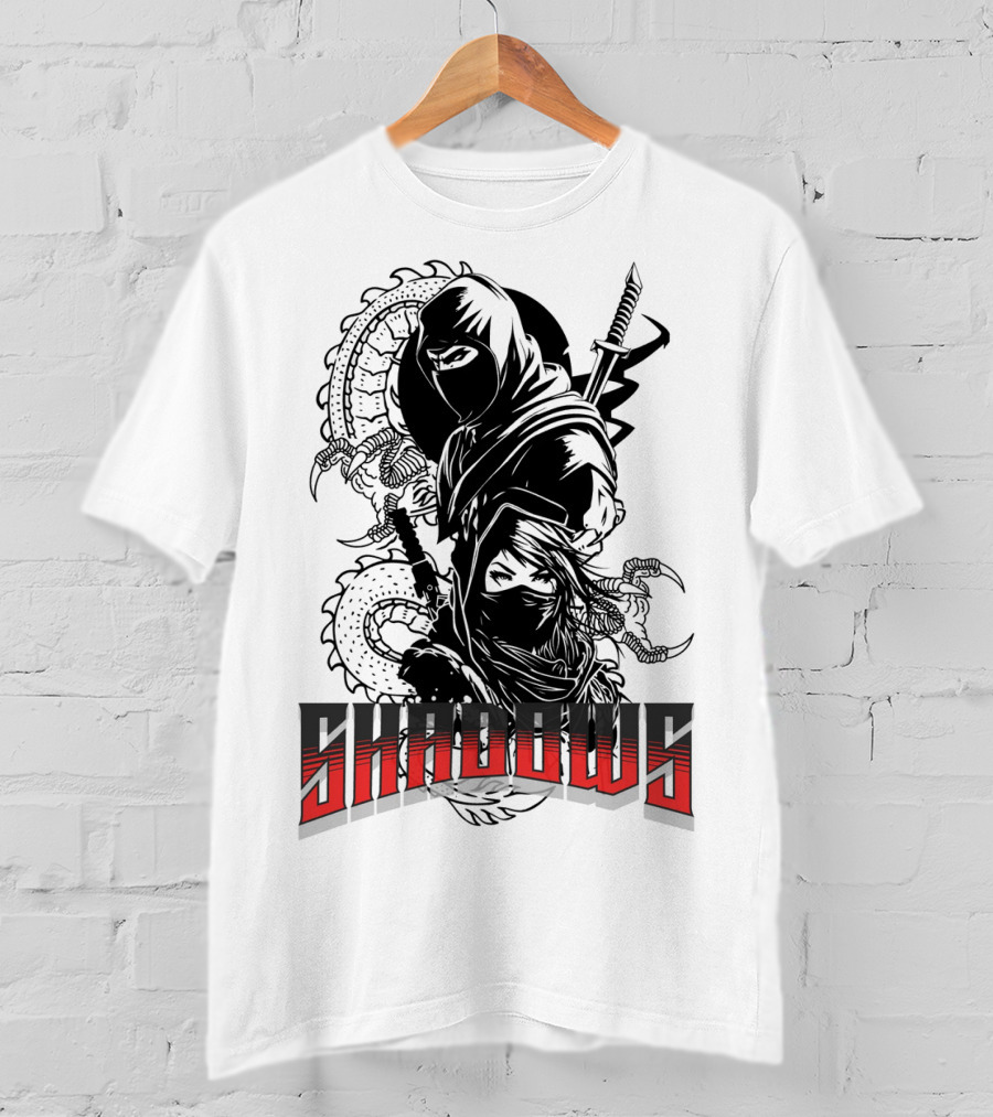 Shadows Ninja Warriors With Swords And Serpents T-Shirt