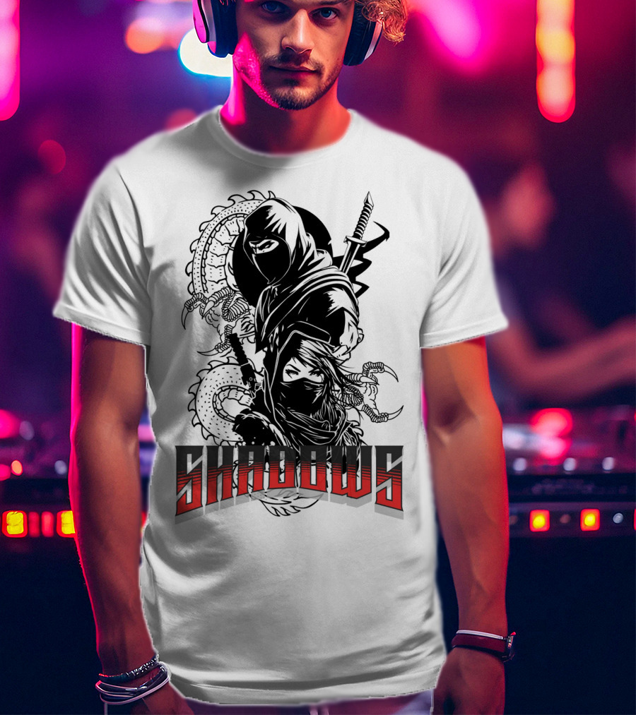 Shadows Ninja Warriors With Swords And Serpents T-Shirt