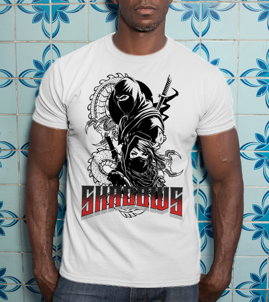Shadows Ninja Warriors With Swords And Serpents T-Shirt