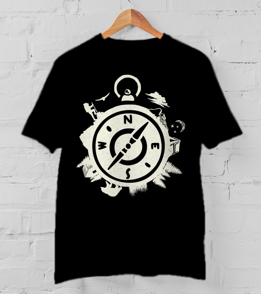 Wilderness Adventure Compass Exploring North South East West Nature Elements T-Shirt