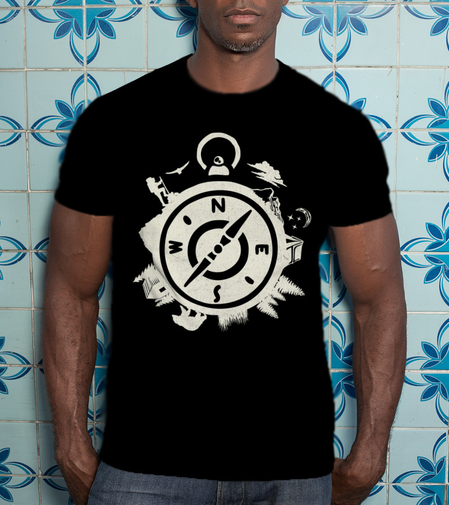 Wilderness Adventure Compass Exploring North South East West Nature Elements T-Shirt
