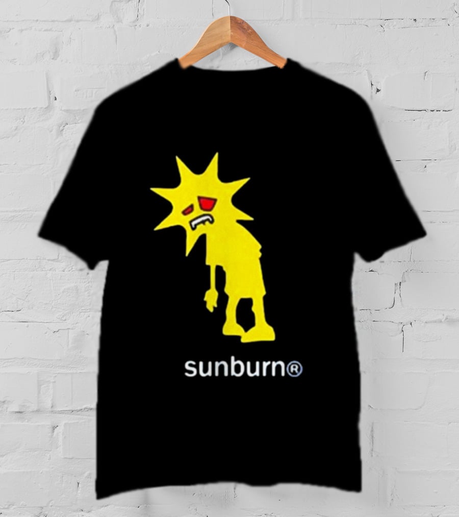 Sunburn Tired Cartoon Sun With Red Eyes And Trademark T-Shirt