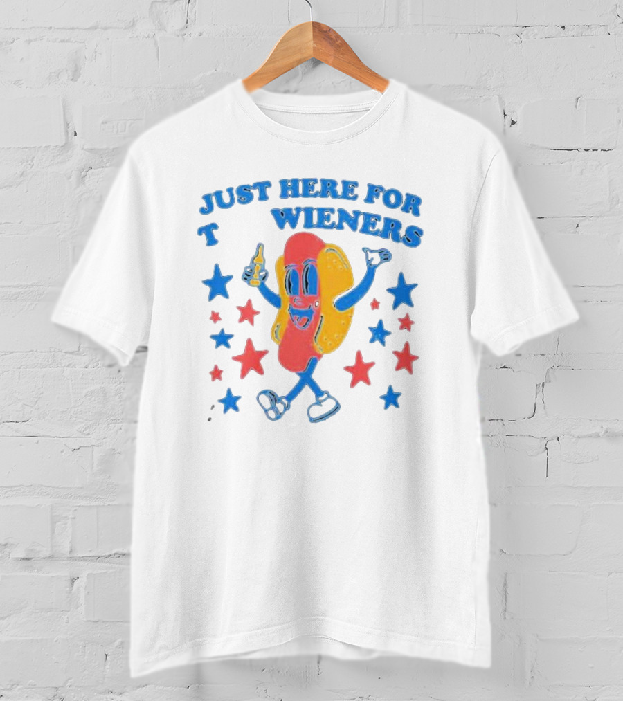 Just Here For The Wieners Starry Hot Dog With Thumbs Up T-Shirt