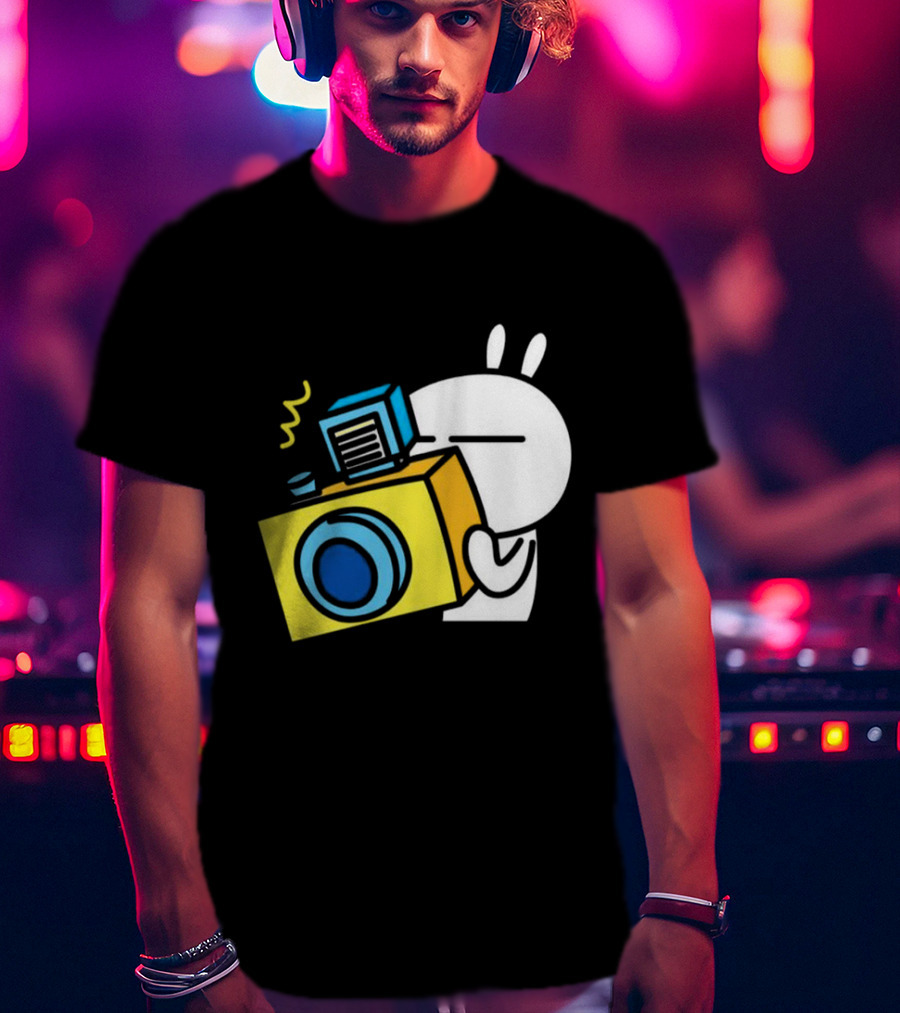 Tuzki Rabbit Camera Cartoon Character Photography T-Shirt
