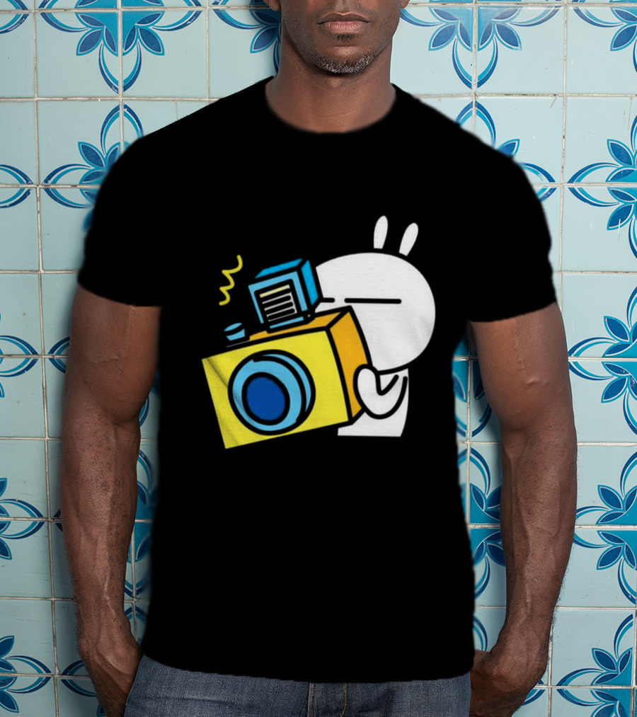 Tuzki Rabbit Camera Cartoon Character Photography T-Shirt