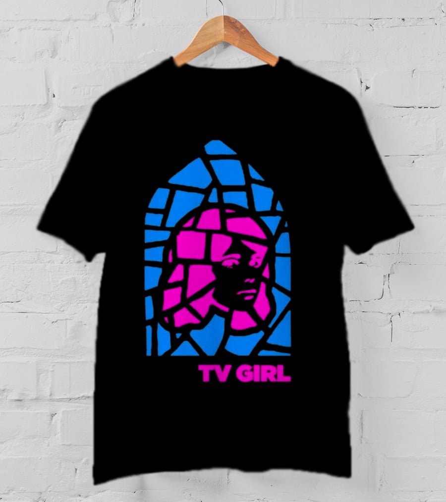 TV Girl Stain Glass Girl Blue Pink Face T-Shirt