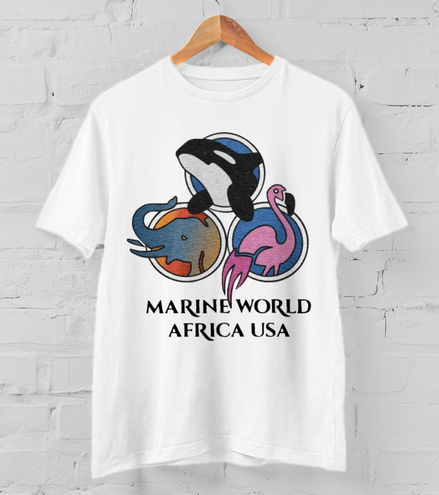 Marine World Africa USA Orca Elephant Flamingo T-Shirt