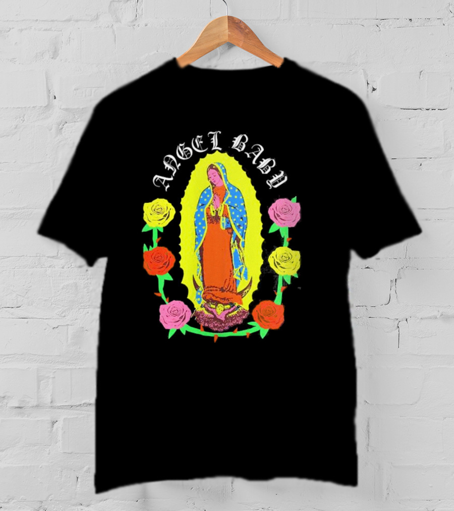 Angel Baby Virgen With Colorful Roses T-Shirt