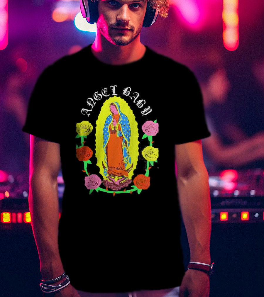 Angel Baby Virgen With Colorful Roses T-Shirt