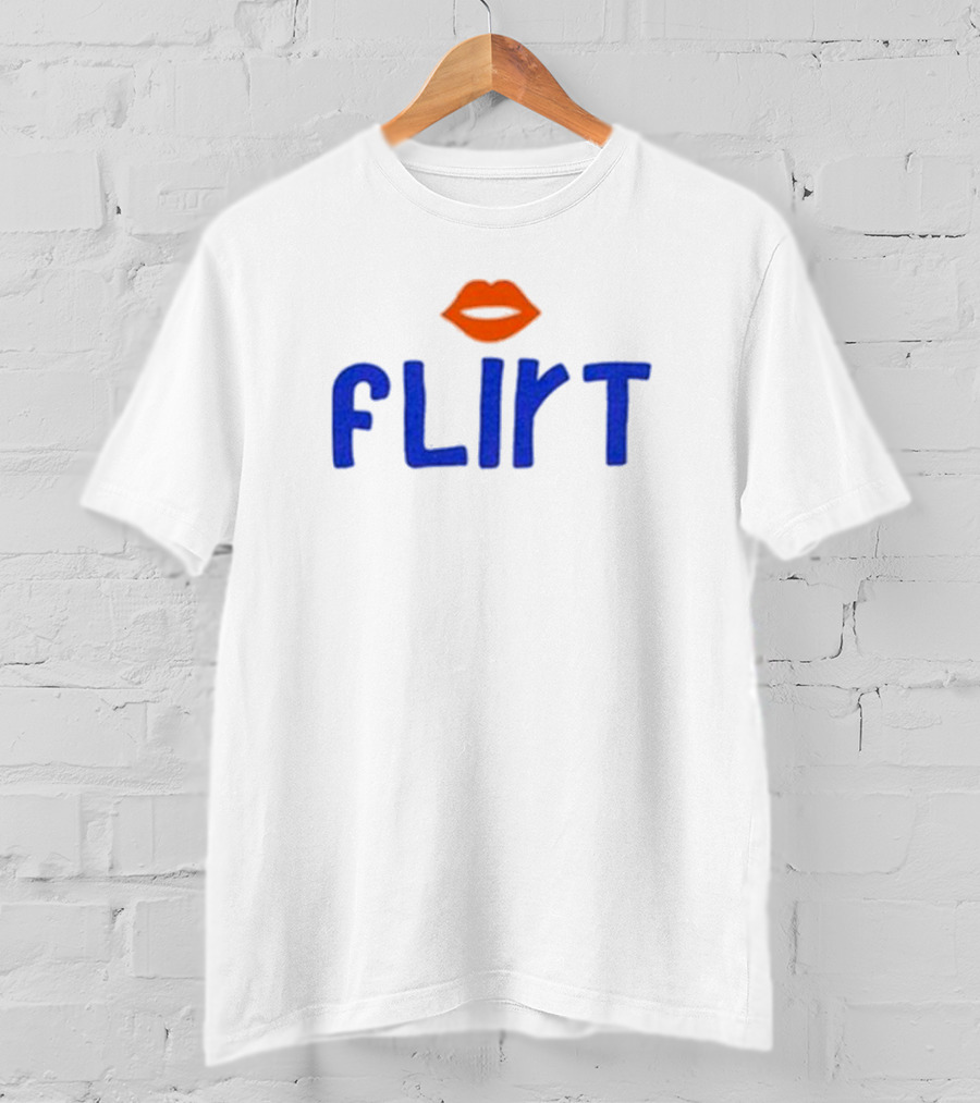 Flirt Lips Blue Text T-Shirt