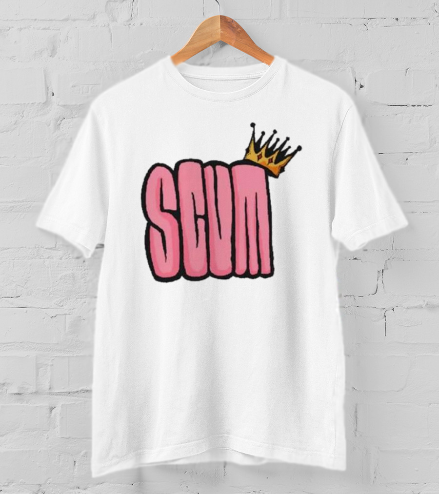 SCUM Pink Text With Gold Crown T-Shirt