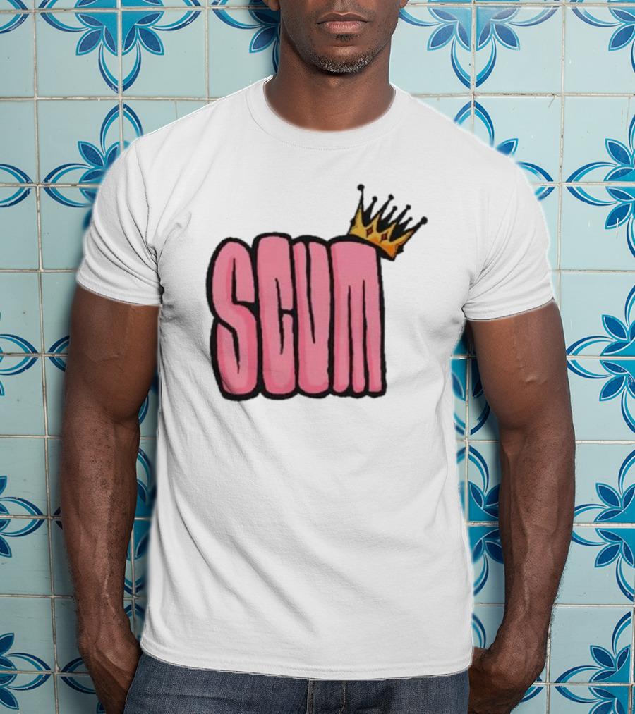 SCUM Pink Text With Gold Crown T-Shirt