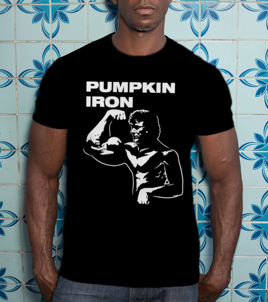 Pumpkin Iron Bodybuilder Flexing Muscles T-Shirt