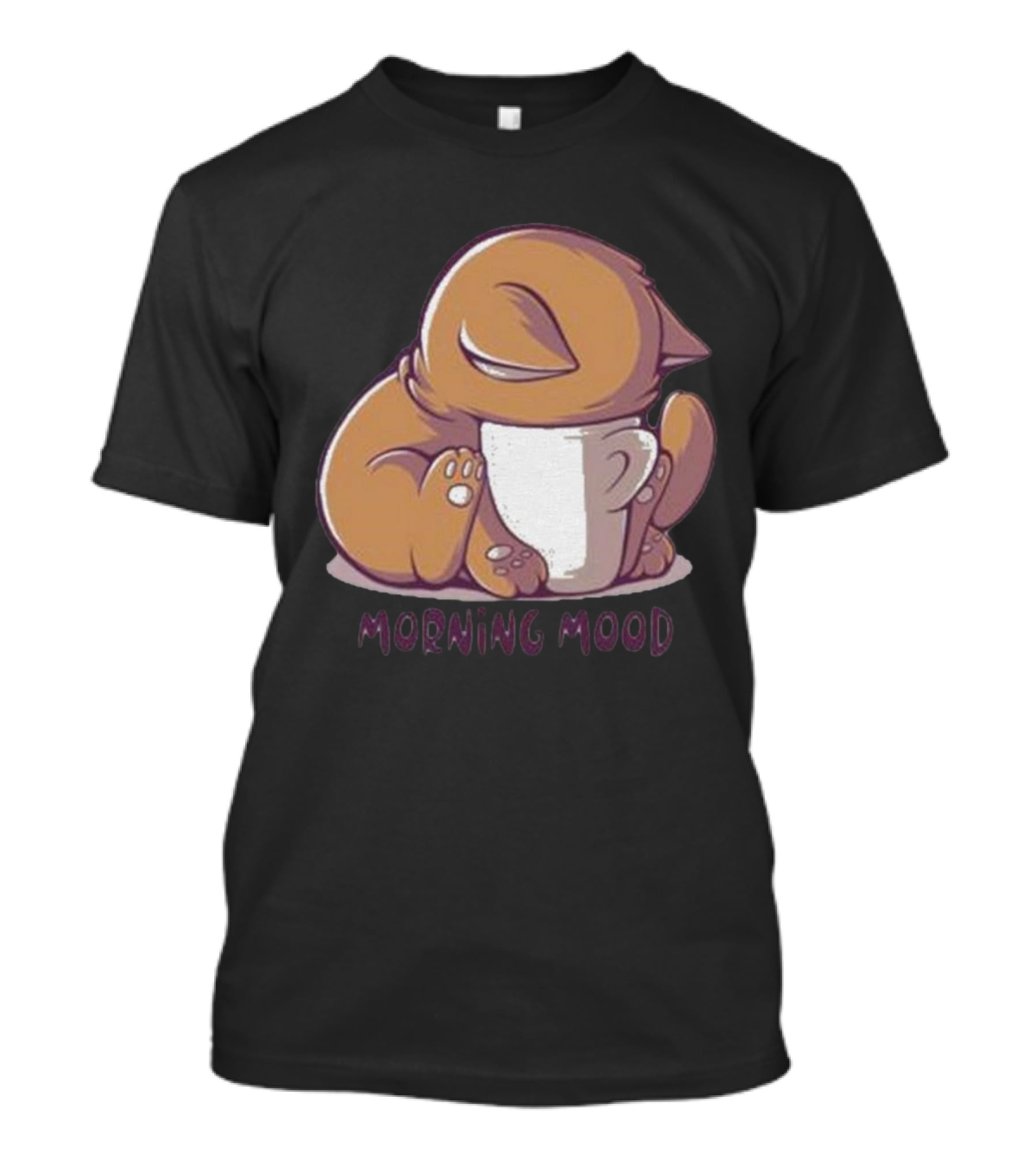 Morning Mood Cute Cat With Cup T-Shirt