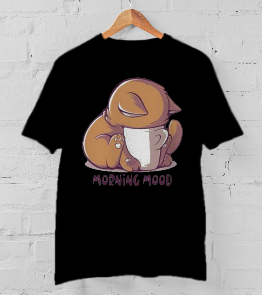 Morning Mood Cute Cat With Cup T-Shirt