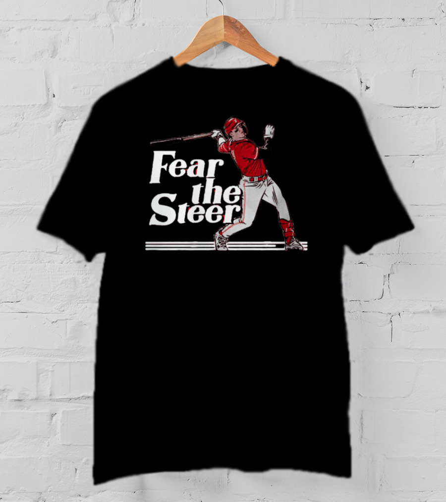 Fear The Steer SS Baseball Player In Red Jersey T-Shirt