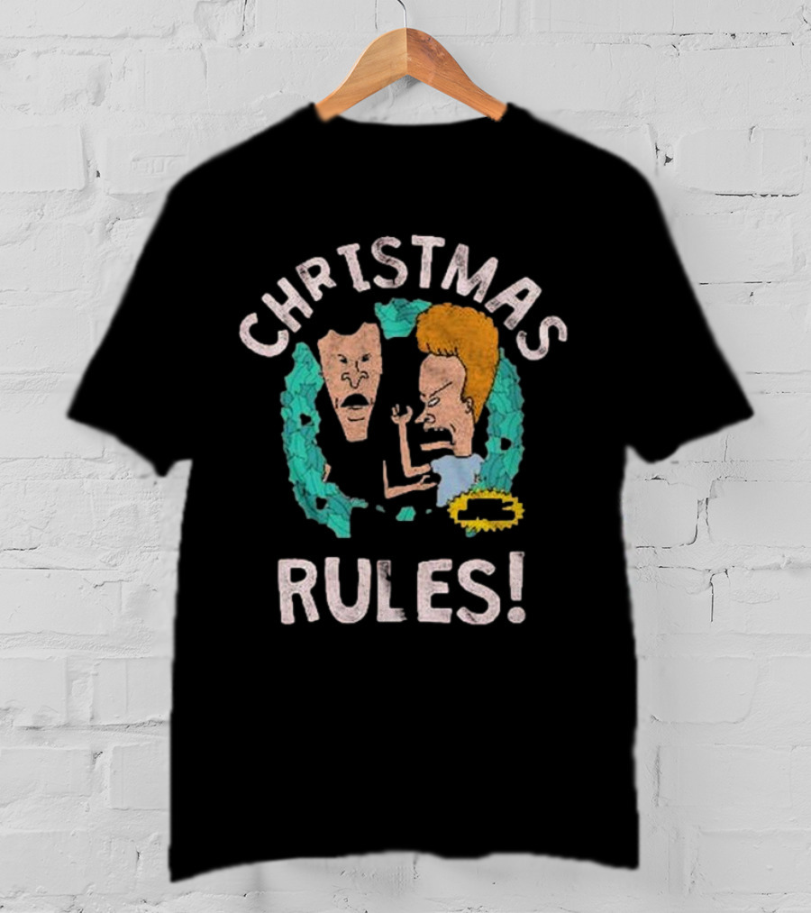 Christmas Rules Beavis And Butt-Head Wreath T-Shirt