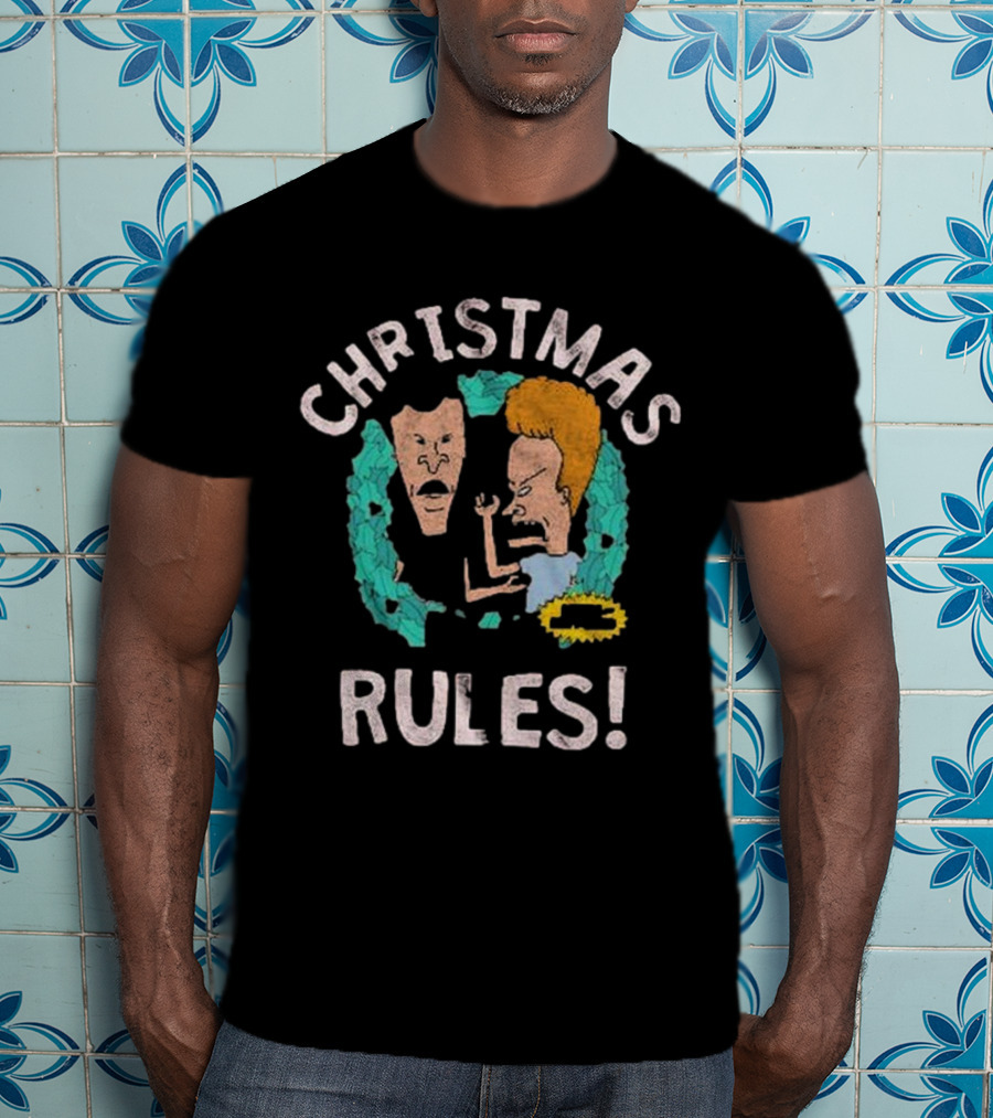 Christmas Rules Beavis And Butt-Head Wreath T-Shirt
