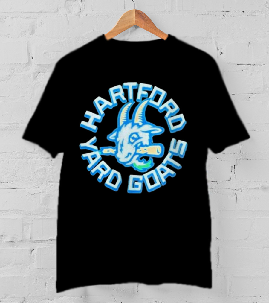 Hartford Yard Goats Blue Goat Logo With Bat T-Shirt