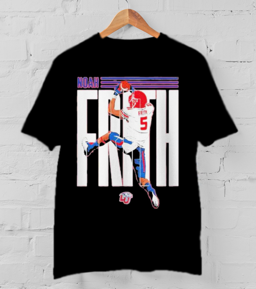 Noah Frith Liberty University Football Caricature Red Jersey Number 5 T-Shirt