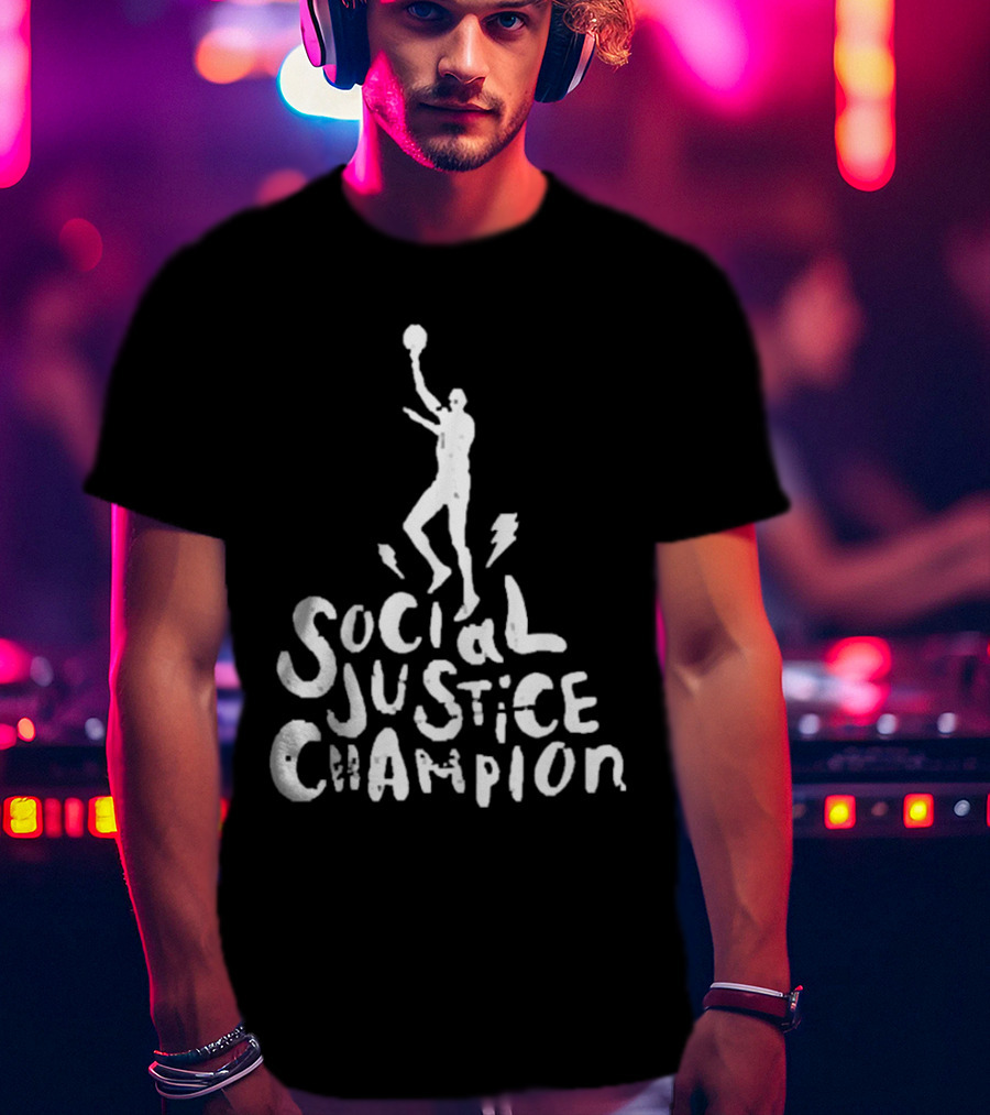 Social Justice Champion Basketball Figure With Lightning Bolt T-Shirt