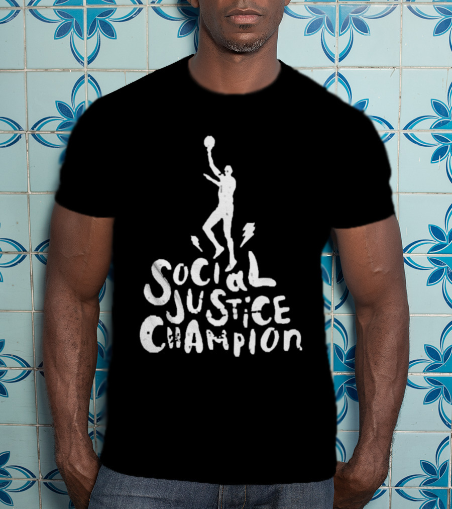 Social Justice Champion Basketball Figure With Lightning Bolt T-Shirt