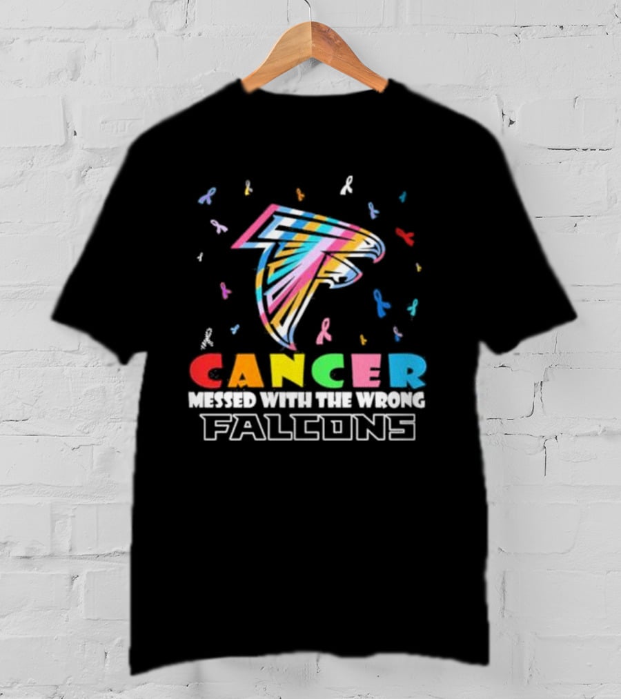 Atlanta Falcons Cancer Messed With The Wrong Team Logo Ribbons T-Shirt