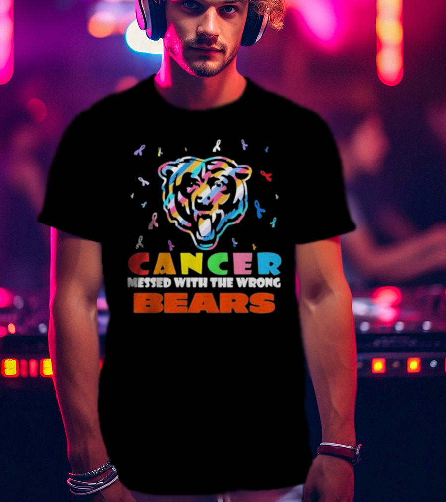 Cancer Messed With The Wrong Colorful Ribbon Chicago Bears T-Shirt