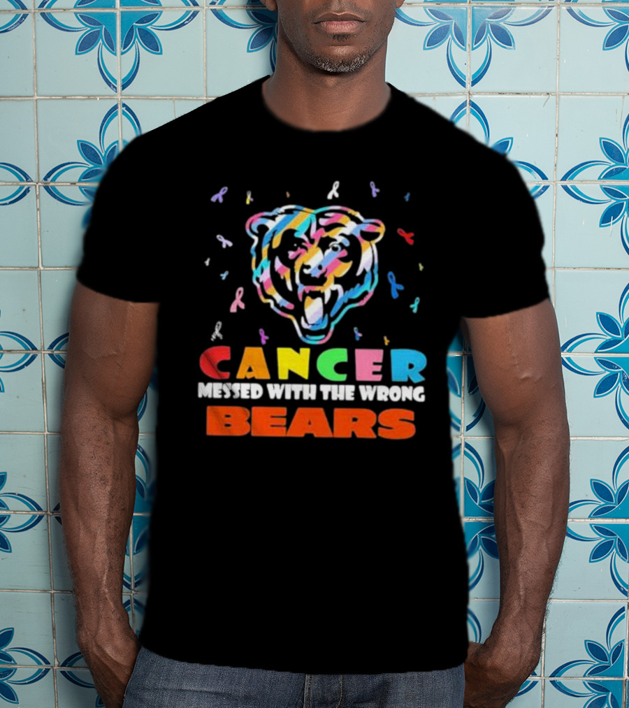 Cancer Messed With The Wrong Colorful Ribbon Chicago Bears T-Shirt
