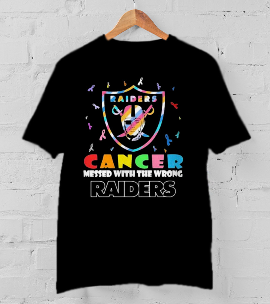 Cancer Messed With The Wrong Raiders Cancer Awareness Ribbon Raiders T-Shirt