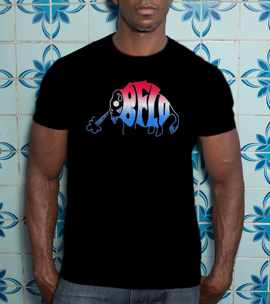 Bflo Buffalo Graphic Red Blue Gradient Buffalo T-Shirt