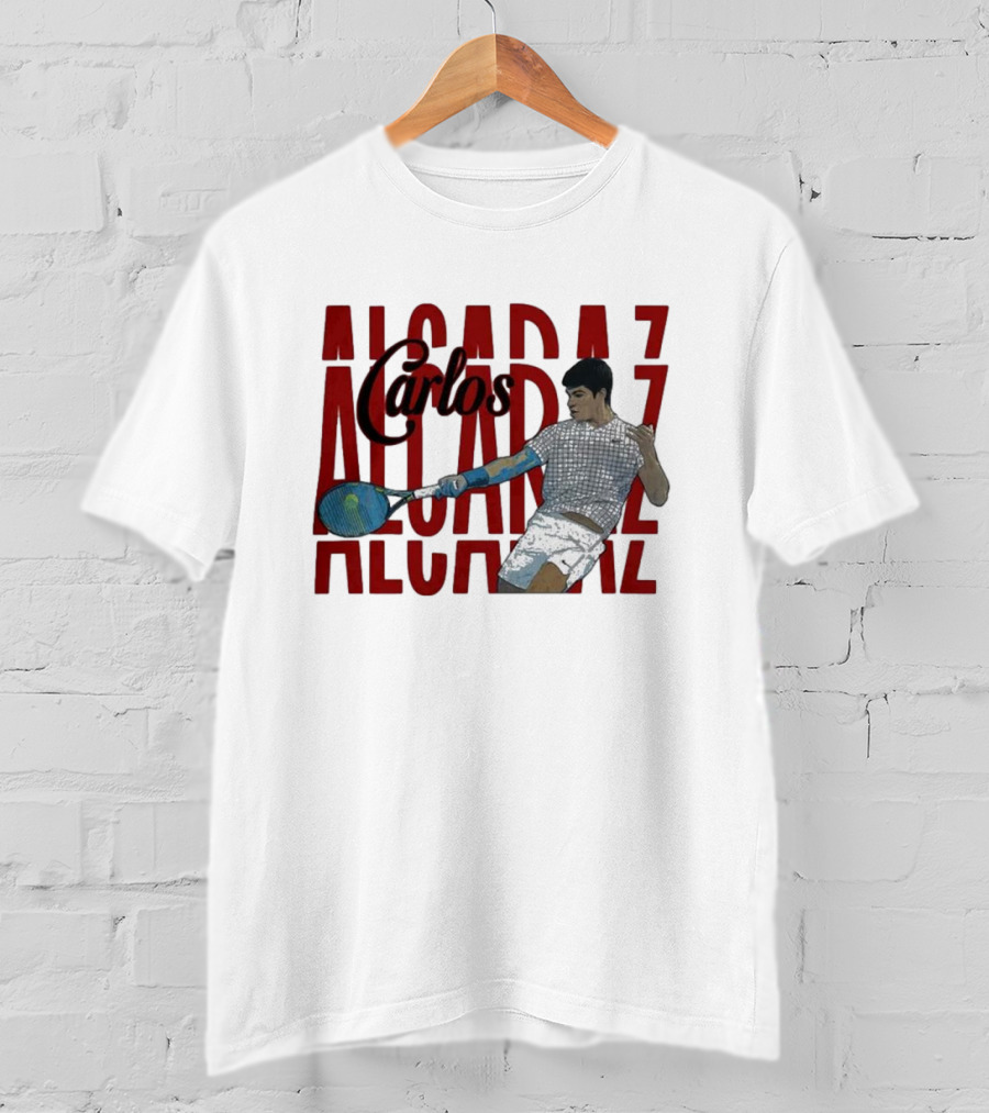 Carlos Alcaraz Dynamic Tennis Action T-Shirt
