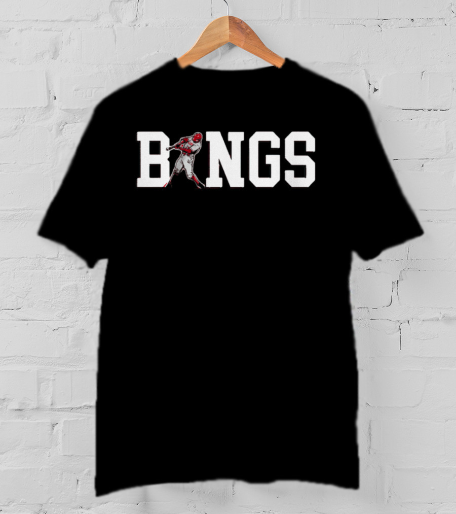 Votto Bangs Baseball Player Silhouette In Bold Typography T-Shirt