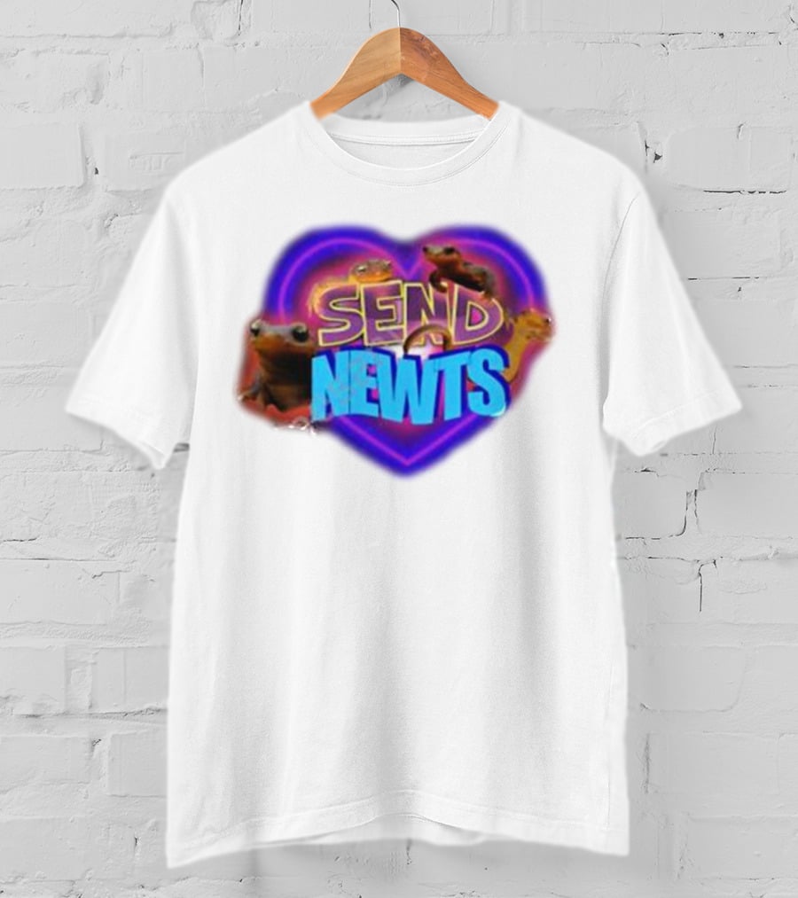 Swankyswamprat Send Newts Heart Frogs Neon T-Shirt